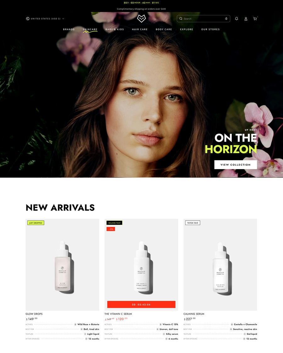 Beauty-webshop in het Be Yours Shopify theme