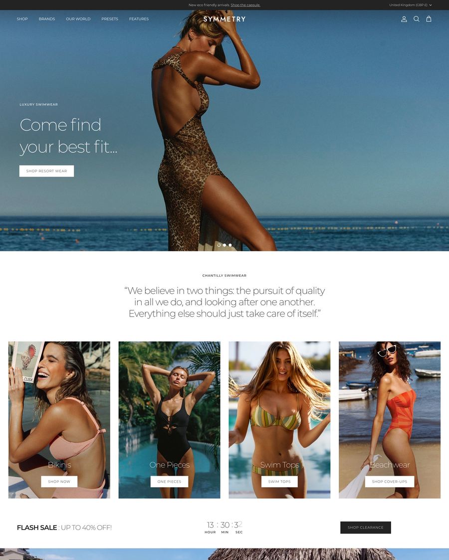 Voorbeeld van een grote fashioncatalogus in het Symmetry Shopify theme