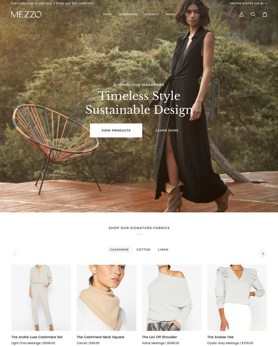Editorial fashionlayout in het Pipeline Shopify theme