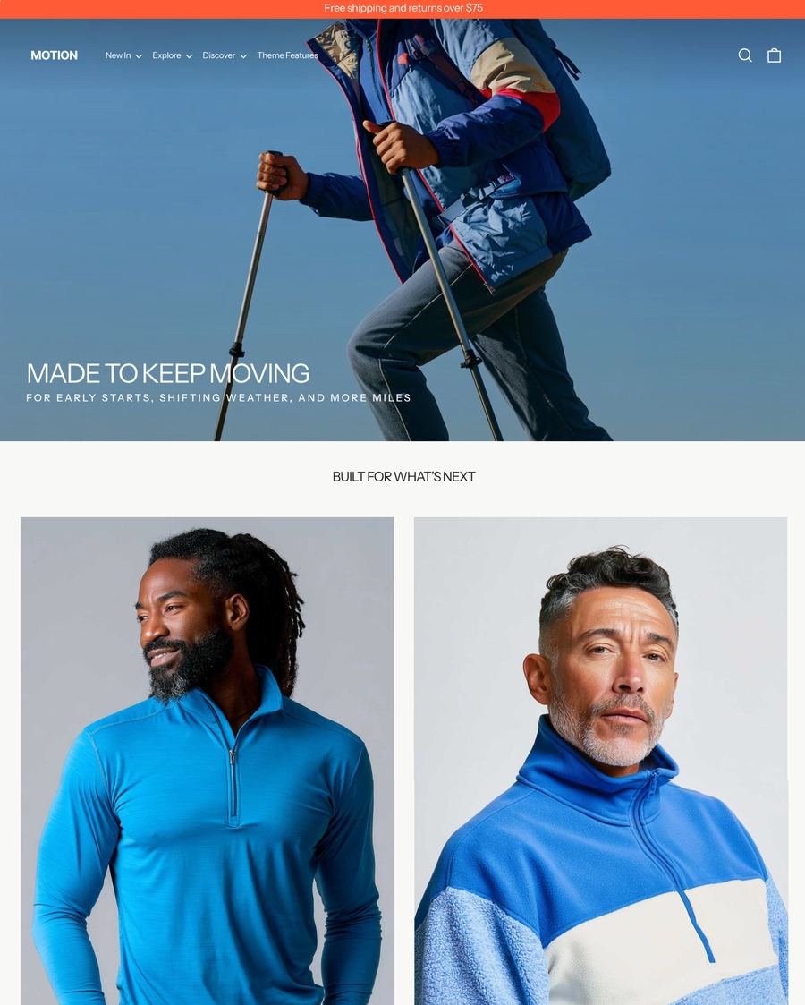 Mobiel en visueel ontwerp van het Motion Shopify theme