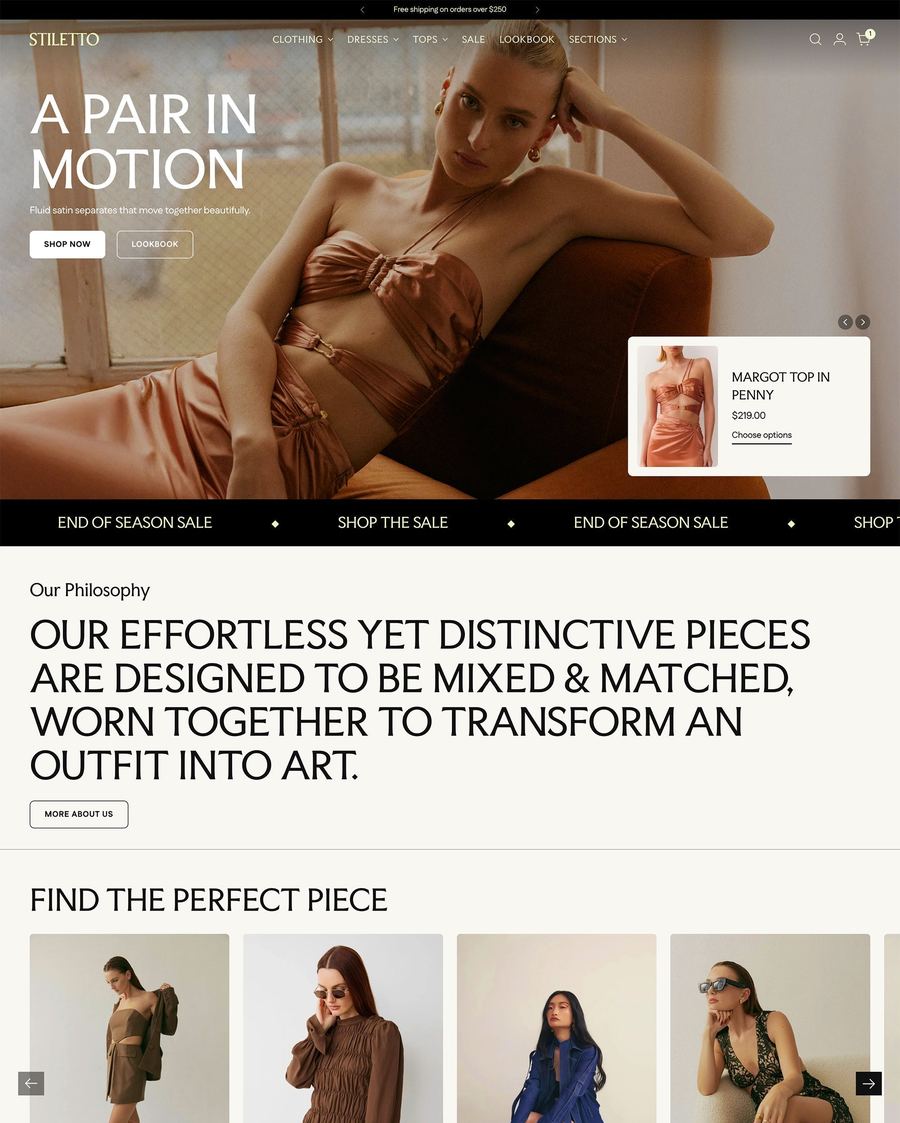 Fashioncampagne in het Stiletto Shopify theme