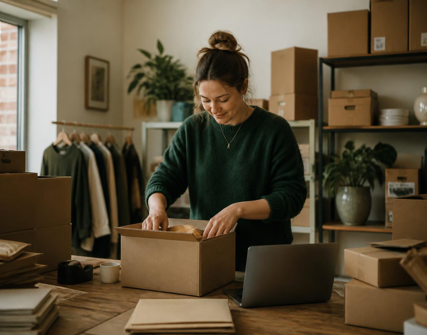 Webshop-eigenaar pakt bestellingen in na groei uit organisch verkeer